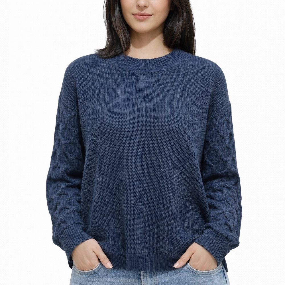 PrettyGarden Textured Sleeve Chunky Knit Sweater – Size Small